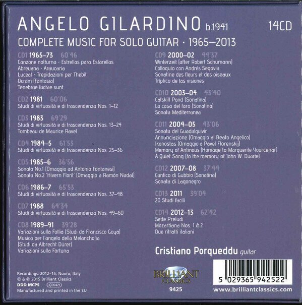 Angelo Gilardino - Cristiano Porqueddu ‎– Complete Music For Solo Guitar 1965–2013, 14CD
