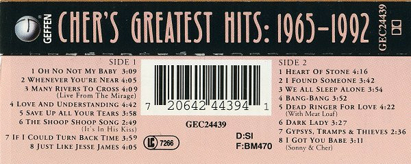 Cher – Cher's Greatest Hits 1965-1992 MC (būklė - naudota)